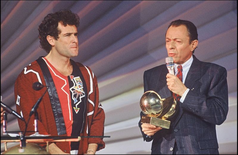 Michel Rocard et Jimmy Clegg en 1990