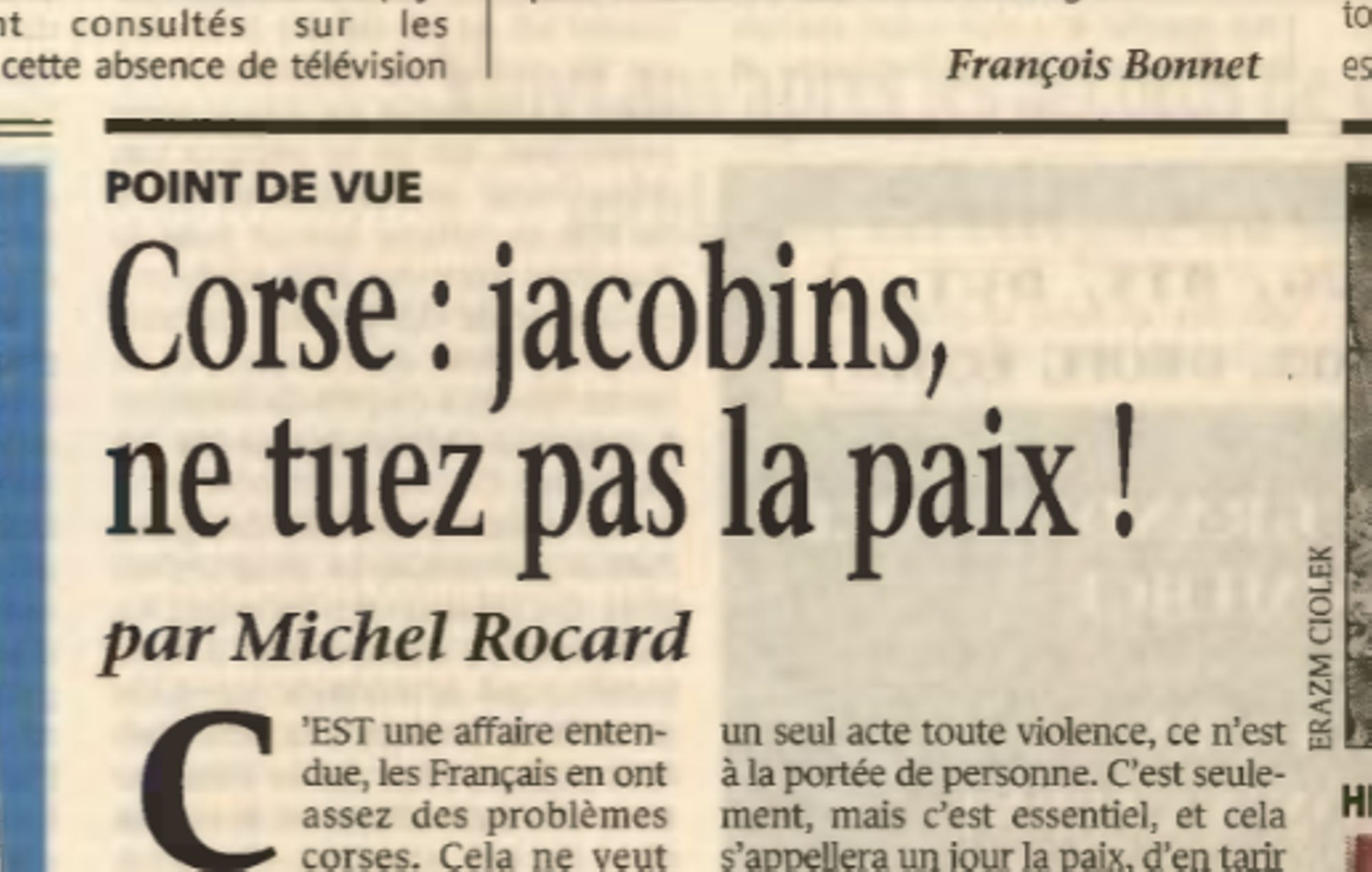 Corse : le message de Michel Rocard