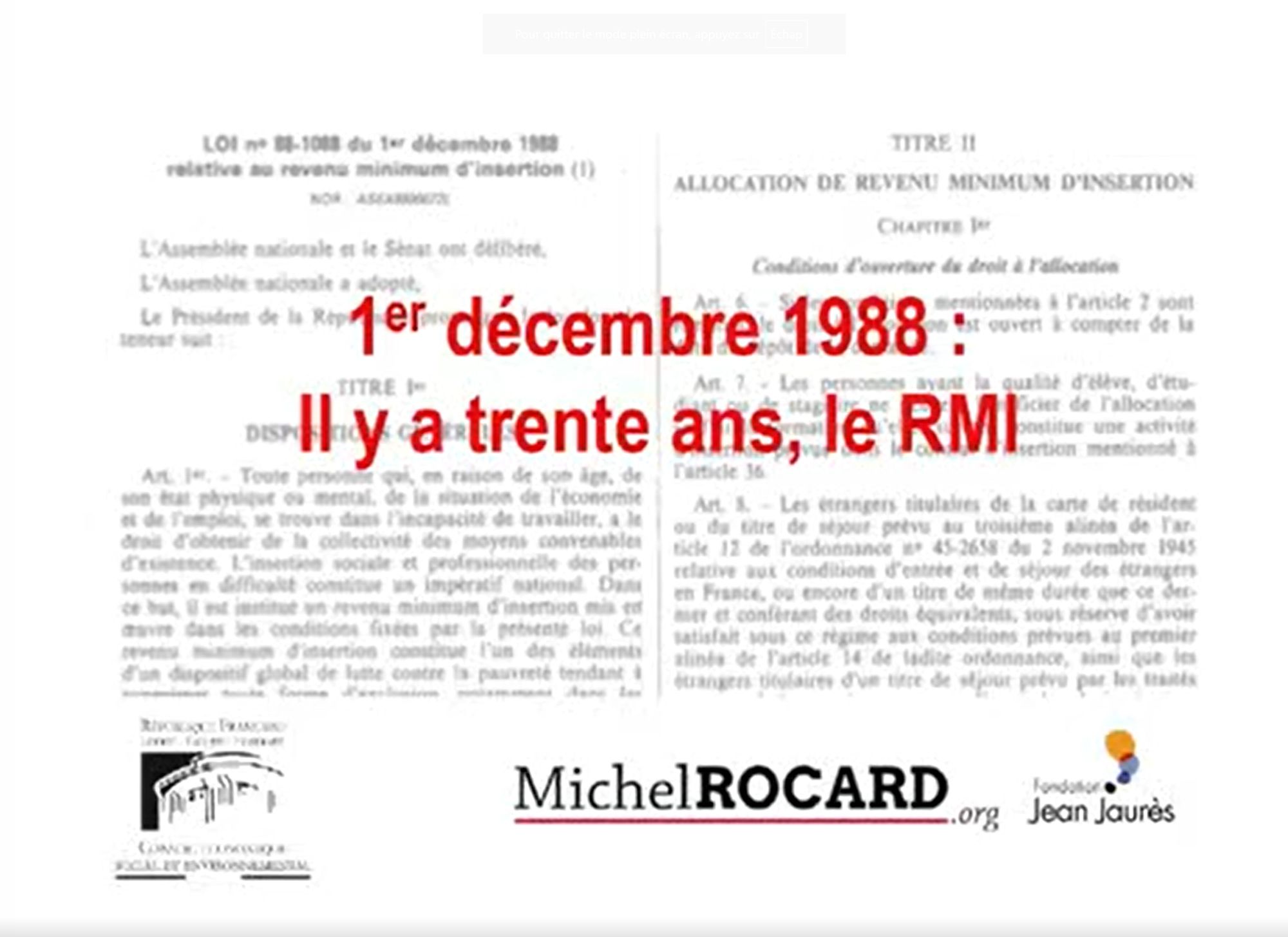 Il y a trente ans, le RMI